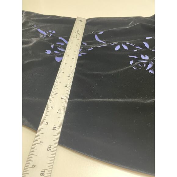 Y2K Dress Morgan Co 9 10 Black Velvet Prom Maxi Floral Whimsigoth Dark Fairy Vtg - Picture 12 of 16
